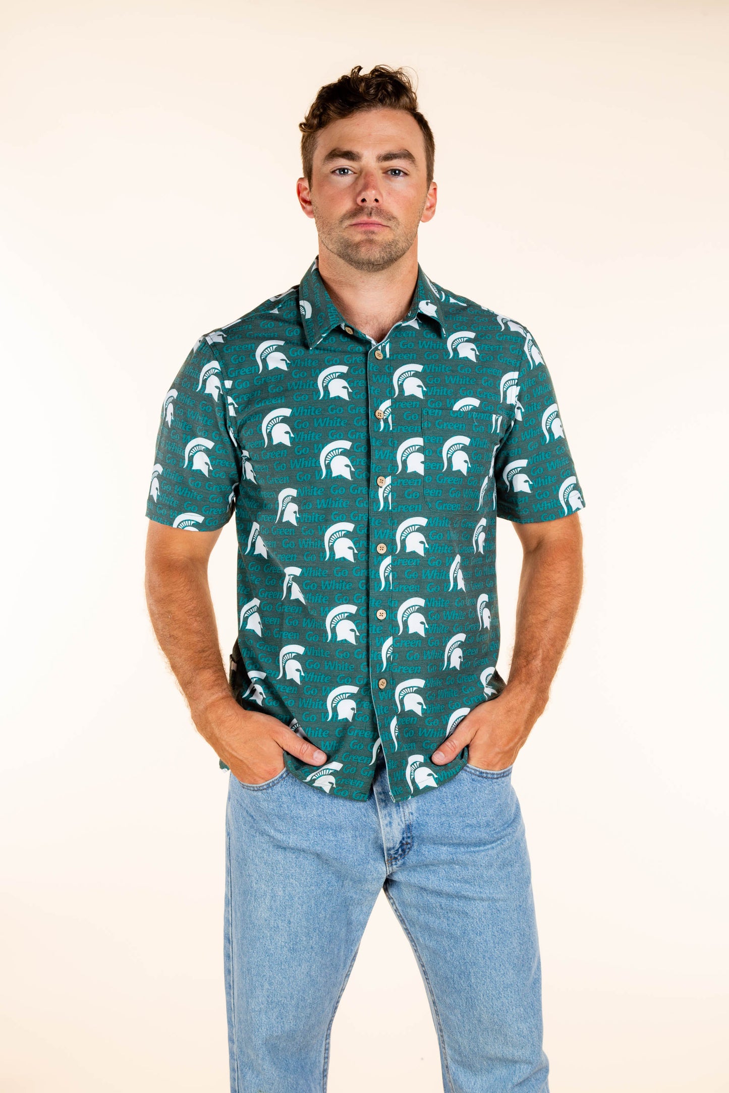 Shinesty Go Green Go White Camp Shirt