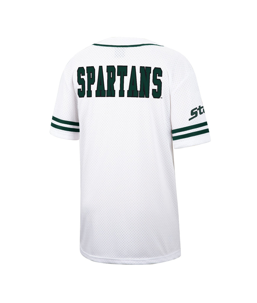 Men's Colosseum White Michigan State Spartans Free Spirited Mesh Button-Up Baseball Jersey Size: Extra Large