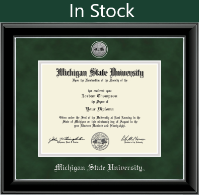 Church Hill Silver Engraved Medallion Diploma Frame in Onyx Silver with Green Suede Mat (Bachelor's/ Master's)